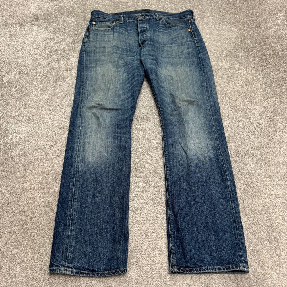 Levi's 501 Original Straight Denim Jeans Mens 34x32 Blue Dark Wash Button Fly